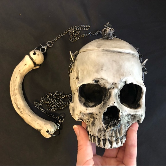 Skull purse skeleton goth occult shoulder bag - Picture 4 of 8